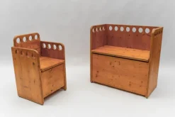 Pamono Set of Scandinavian Pine Wood Childs Chair and Bench, 1960s Outlet