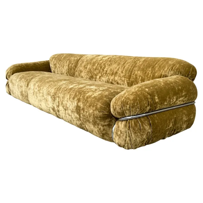 Pamono Set of Sesann Lounge Set in Brown Velvet Khaki by Gianfranco Frattini for Cassini, 1972 Outlet