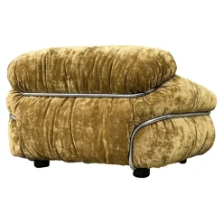 Pamono Set of Sesann Lounge Set in Brown Velvet Khaki by Gianfranco Frattini for Cassini, 1972 Outlet