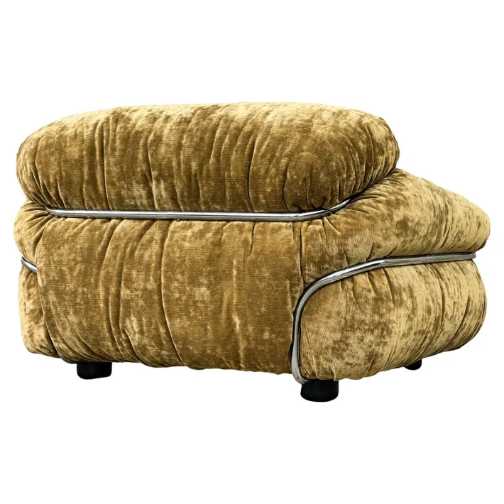 Pamono Set of Sesann Lounge Set in Brown Velvet Khaki by Gianfranco Frattini for Cassini, 1972 Outlet