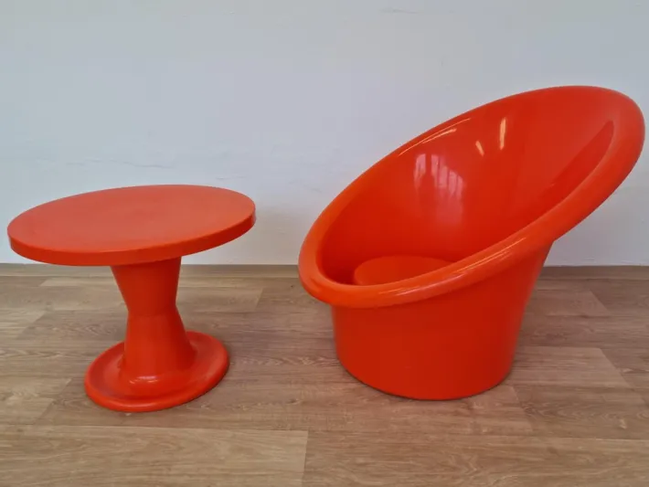 Pamono Set of Skopa Lounge Chair & Table by Ole Gjerløv Knudsen & Torben Lind for Ikea, 1976 Online