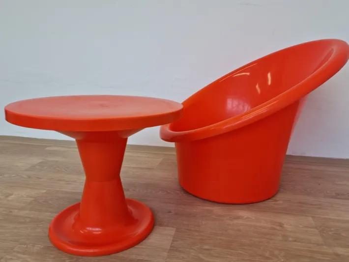 Pamono Set of Skopa Lounge Chair & Table by Ole Gjerløv Knudsen & Torben Lind for Ikea, 1976 Online
