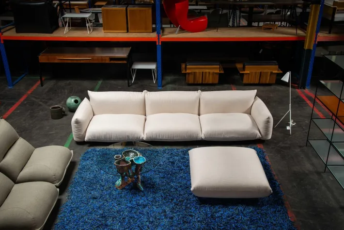 Pamono Set of Sofa and Pouf by Mario Marenco for Arflex, Italy, 1971 Online