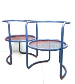 Pamono Set of Steel Tube Armchairs with Perforated Sheet Seat, 1960s New