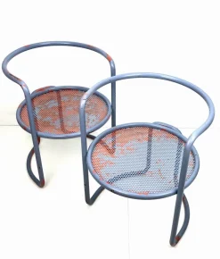 Pamono Set of Steel Tube Armchairs with Perforated Sheet Seat, 1960s New