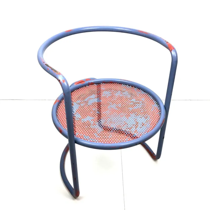 Pamono Set of Steel Tube Armchairs with Perforated Sheet Seat, 1960s New