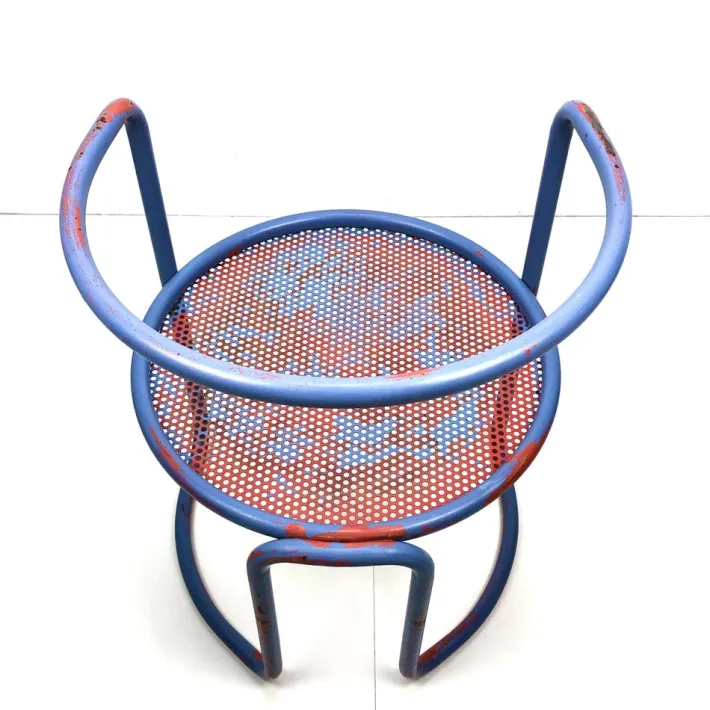 Pamono Set of Steel Tube Armchairs with Perforated Sheet Seat, 1960s New