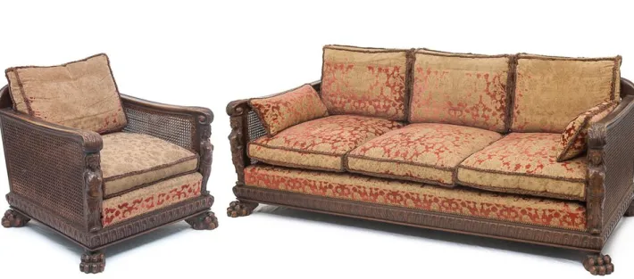 Pamono Set of 19th Century Renaissance Sofa and Armchair in Walnut Sale