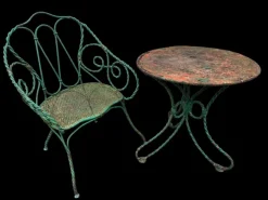 Pamono Set of Twisted Iron Garden Chair and Table, 1900s Hot