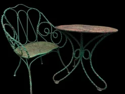 Pamono Set of Twisted Iron Garden Chair and Table, 1900s Hot