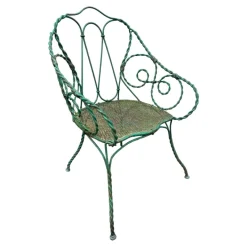Pamono Set of Twisted Iron Garden Chair and Table, 1900s Hot