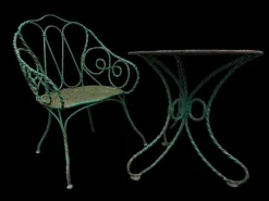 Pamono Set of Twisted Iron Garden Chair and Table, 1900s Hot