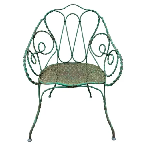 Pamono Set of Twisted Iron Garden Chair and Table, 1900s Hot