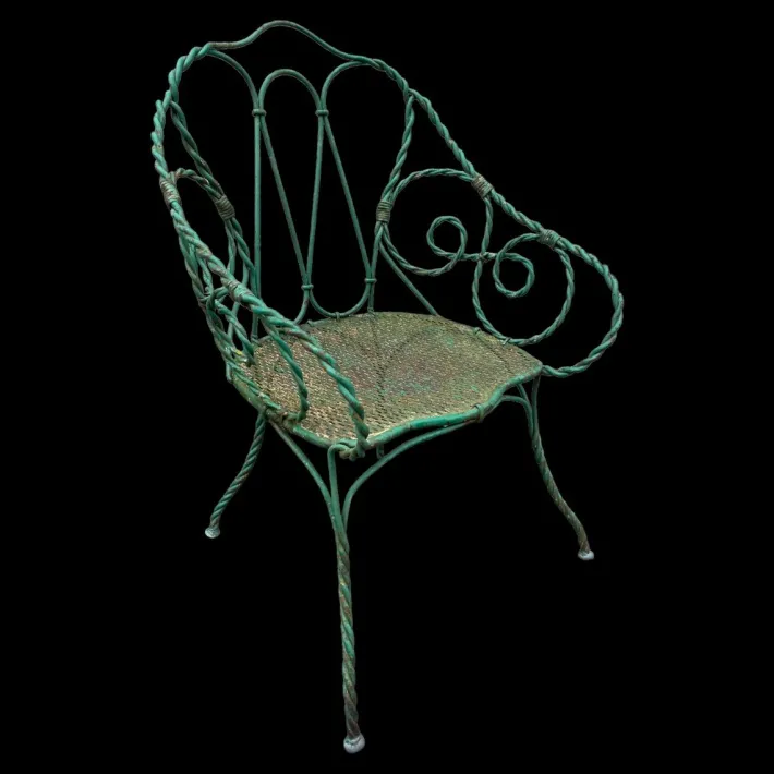 Pamono Set of Twisted Iron Garden Chair and Table, 1900s Hot