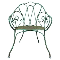 Pamono Set of Twisted Iron Garden Chair and Table, 1900s Hot