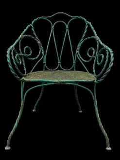 Pamono Set of Twisted Iron Garden Chair and Table, 1900s Hot