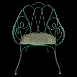 Pamono Set of Twisted Iron Garden Chair and Table, 1900s Hot