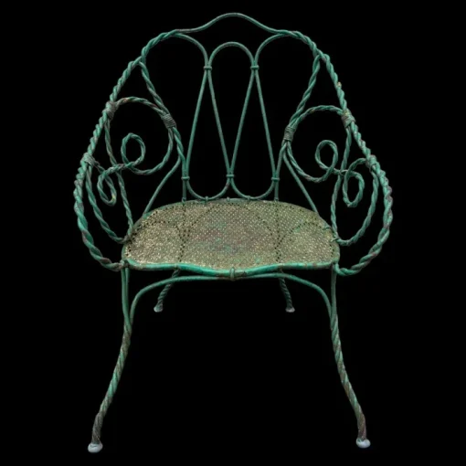 Pamono Set of Twisted Iron Garden Chair and Table, 1900s Hot