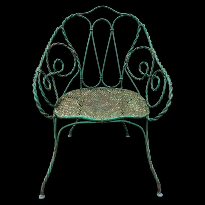 Pamono Set of Twisted Iron Garden Chair and Table, 1900s Hot
