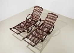 Pamono Set of Vintage German Chaise Lounges in Bamboo and Rattan, 1950s Discount