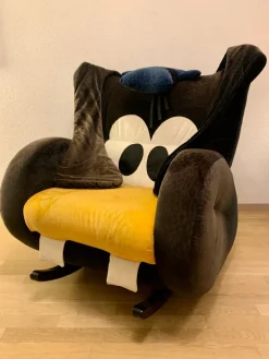 Pamono Set of Vintage Goofy Rocking Chair and Footstool by Bretz, 1990s Clearance