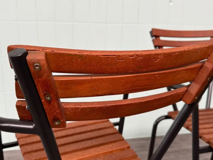 Pamono Set of Vintage Italian Bar Bistro Chairs in Metal and Wood, 1950s Online