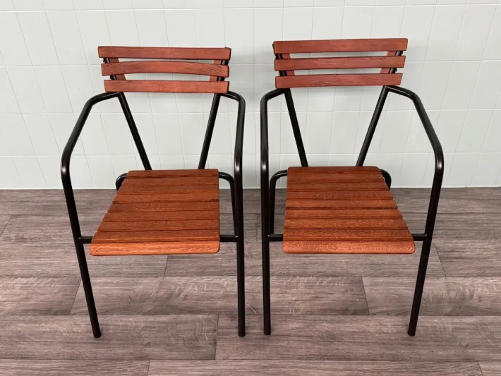 Pamono Set of Vintage Italian Bar Bistro Chairs in Metal and Wood, 1950s Online