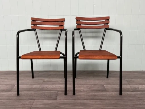 Pamono Set of Vintage Italian Bar Bistro Chairs in Metal and Wood, 1950s Online