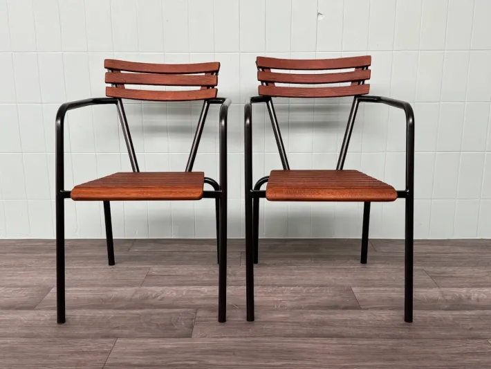 Pamono Set of Vintage Italian Bar Bistro Chairs in Metal and Wood, 1950s Online