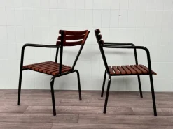 Pamono Set of Vintage Italian Bar Bistro Chairs in Metal and Wood, 1950s Online
