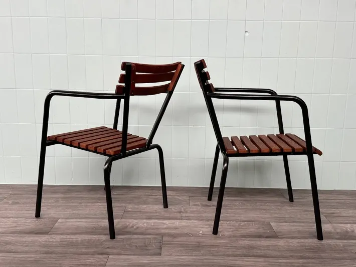 Pamono Set of Vintage Italian Bar Bistro Chairs in Metal and Wood, 1950s Online