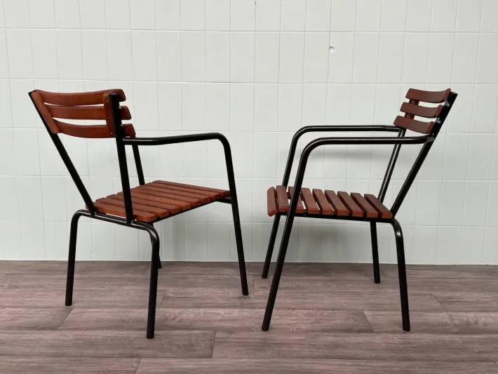 Pamono Set of Vintage Italian Bar Bistro Chairs in Metal and Wood, 1950s Online