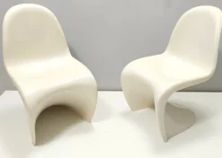 Pamono Set of Vintage Ivory Plastic Side Chairs, 1990s New