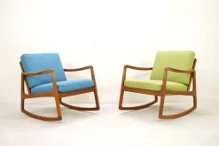 Pamono Set of Vintage Rocking Chair by Ole Wanscher for France & Søn
