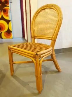 Pamono Set of Vintage Scandinavian Roundback Bamboo and Rattan Chairs, 1970s Discount
