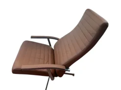 Pamono Set of Vintage Swivel Lounge Chair and Ottoman in Brown Leather Discount