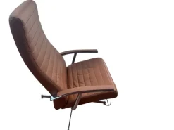 Pamono Set of Vintage Swivel Lounge Chair and Ottoman in Brown Leather Discount