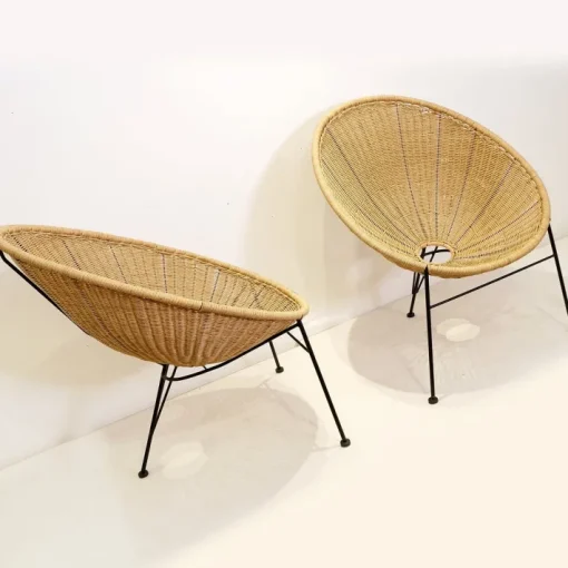 Pamono Set of Vintage Synthetic Wicker Outdoor Chairs, 2010s
