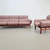 Pamono Set of Vintage Teak & Leather Sofa & Armchair from Coja, Sweden, 1960s Outlet