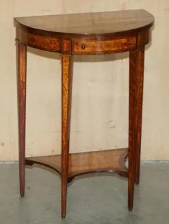 Pamono Sheraton Satinwood Demi Lune Console Tables, Set of 2 New