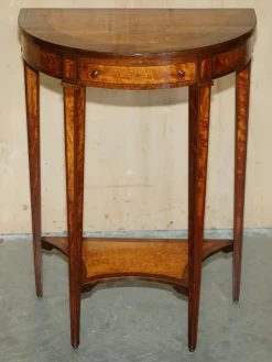 Pamono Sheraton Satinwood Demi Lune Console Tables, Set of 2 New