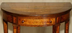 Pamono Sheraton Satinwood Demi Lune Console Tables, Set of 2 New