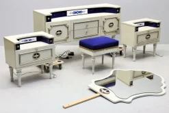 Pamono Sideboard with Mirror and Bedside Table and Stool, Set of 5 New