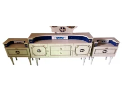 Pamono Sideboard with Mirror and Bedside Table and Stool, Set of 5 New