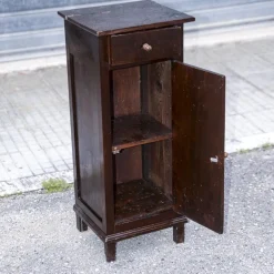 Pamono Single High and Narrow Fir Wooden Bedside Table, 1900s Outlet