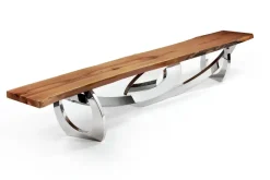 Pamono Sitz! Bench in Wood and Polished Stainless Steel by Barberini & Gunnell Online