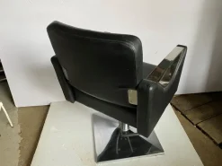 Pamono Skai Hairdresser Chair with Chromed Metal Armrests and Black Skai Leather, 2010s Hot