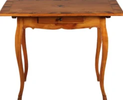 Pamono Small Antique Baroque Desk Table in Cherry and Walnut with Inlays, 1800
