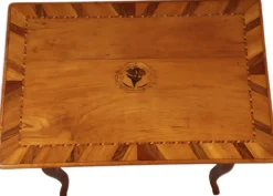 Pamono Small Antique Baroque Desk Table in Cherry and Walnut with Inlays, 1800