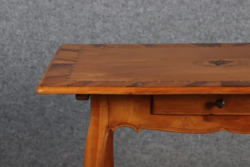 Pamono Small Antique Baroque Desk Table in Cherry and Walnut with Inlays, 1800